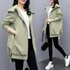 5 Colors S-3XL Women's Windbreaker Mid-Length Spring and Autumn New Korean  Version Casual Temperament Black Loose Hooded Fashion Coat Women Casual Clothing Supplies
