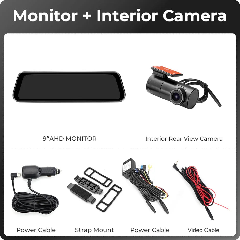 NEW 9"inch 4K GPS Front 1080P Rear Dual Lens Mirror Dash Cam Car DVR Recorder with Wi-Fi GPS Navigator 24H Parking Monitor Night Vision Touch Screen Car Security Accessories