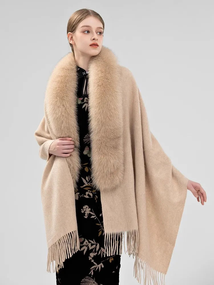 Boutique Gala HOT SALE  10 Colors Winter Warm 100% Real Fox Fur Long Shawl Luxury Women Fur Poncho Cape Evening Business Party Prom Wedding Guest Clothes Ladies Luxury Apparel Supplies.