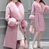 Woolen Coat Mid-length Korean Style New Winter Slim-fit Lace-up Large Woolen Collar Woolen Coat Detachable Woolen Collar