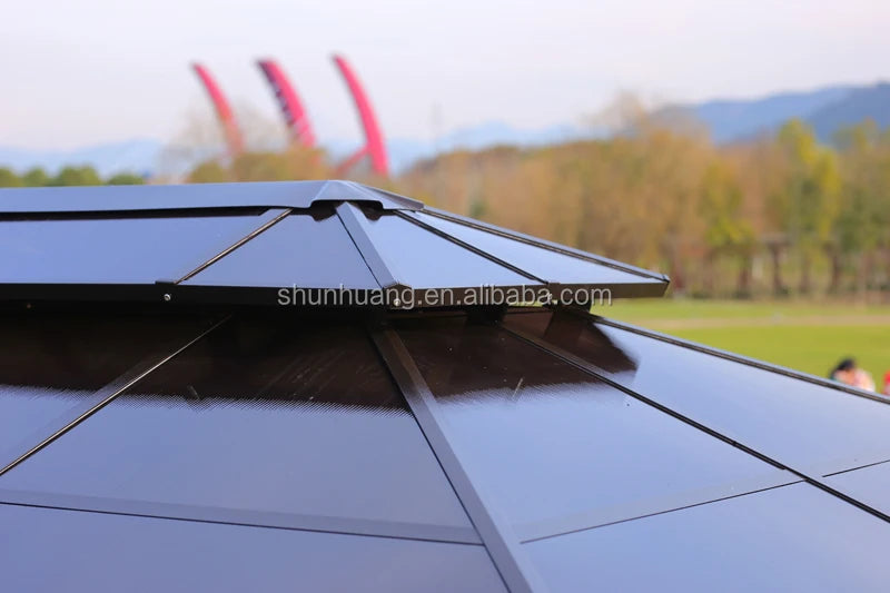 HOT SALE Villa Resort Pergola Big Size Metal Roof Patio Gazebo Canopy Luxury Tent With Resistant Netting Outdoor Garden Backyard Park Pavilion Luxury Furniture Supplies ( For Fast Delivery Please Contact Us)