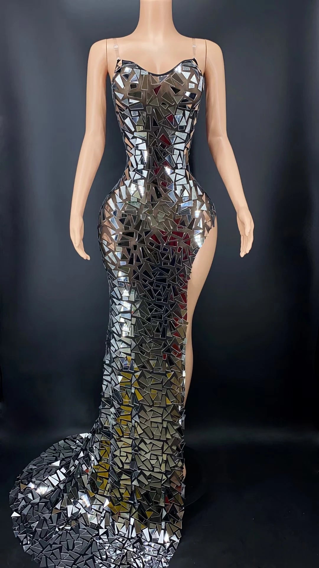 Luxury Italian Design Sexy Sparkly Black See Through Sequined Off Shoulder Red Carpet Celebrities Wedding Guest Evening Party Dress Ladies High Slit Long Night Clubwear Prom Maxi Dress Women Luxury Apparel Supplies