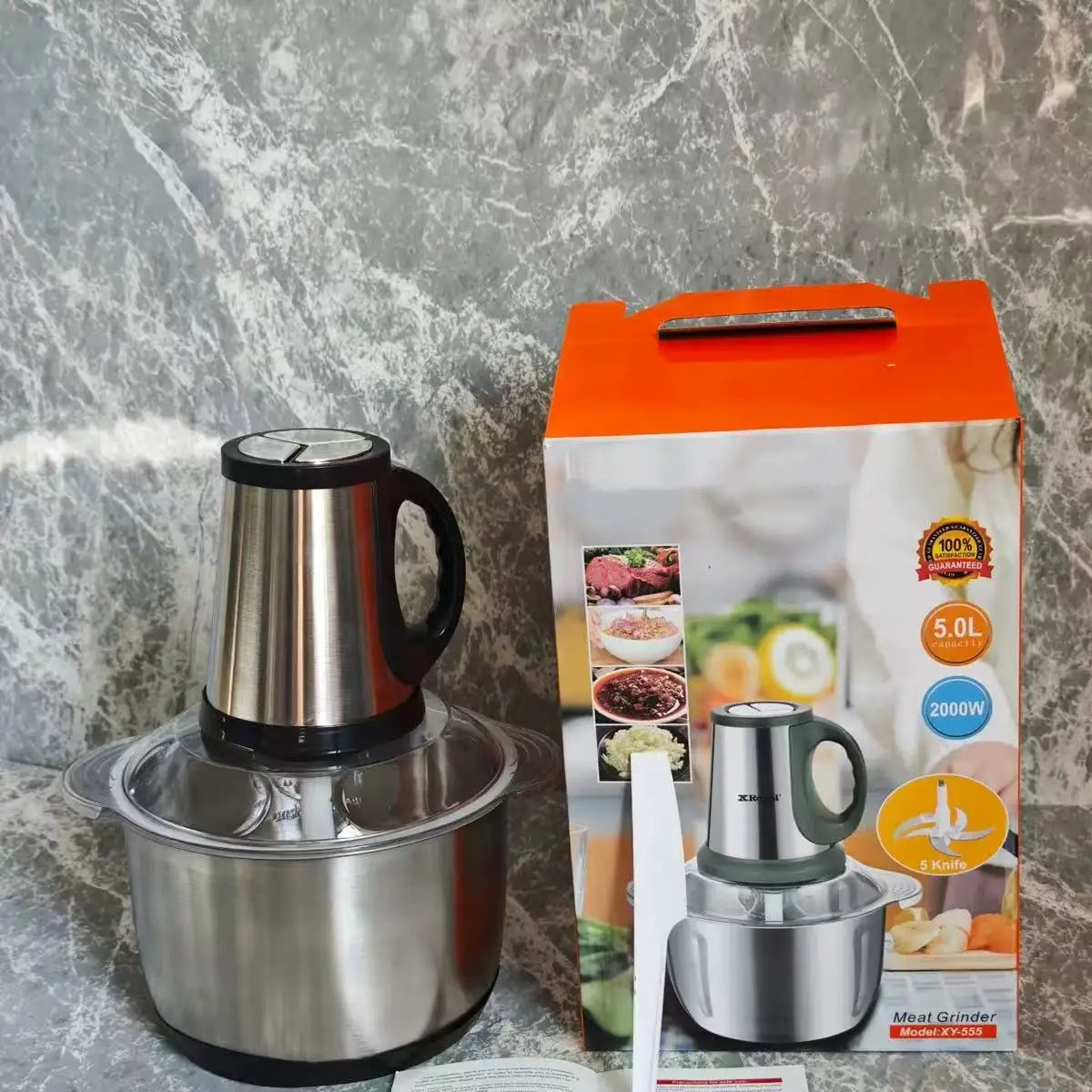 2L 3L 5L Stainless Steel Electric Meat Grinder High Speed Food Processor Home Baby Food Blender for Fruit Vegetable Kitchen Use  Household Appliances