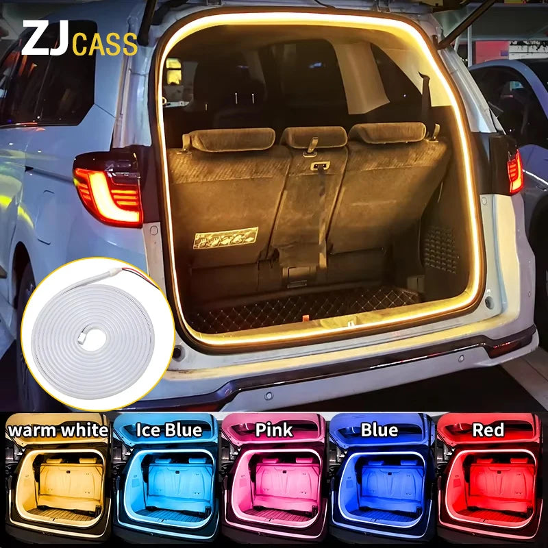 4M U Car Trunk Led Light Strip 6 Colors High-Brightness Trunk Ambient Lighting Flexible Silicone LED Light Strip for Auto Accessories
