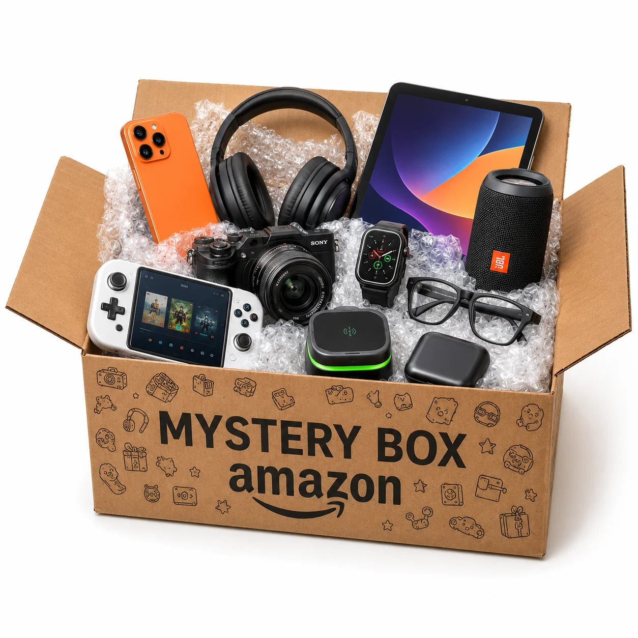 5-10 Electronic Products or Accessories Mystery Box Mobile Phone Mobile Electronics Box Tablet Portable Projector Smart Watch for New Sellers and Gamers Gifts Electronic Supplies