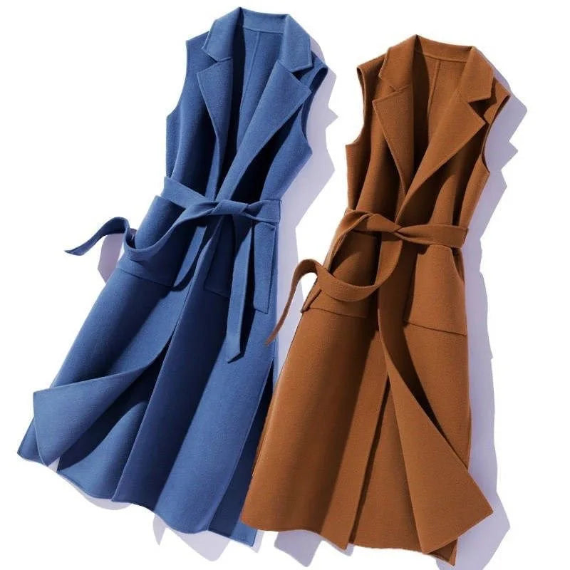4 Colors S-3XL Very Thin Style Mid-Length Sleeveless Polo Neck Vest Women's Waist-Defining Casual Plus Size  Fashion  Casual Apparel Accessories
