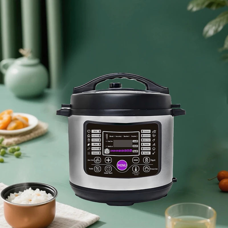 5L Large Capacity Electric Multi Cooker Stainless Steel Aluminum Inner Pot 13-in-1 Smart Automatic Cooker Digital Screen Display Electric Household Appliances Cooking Tools
