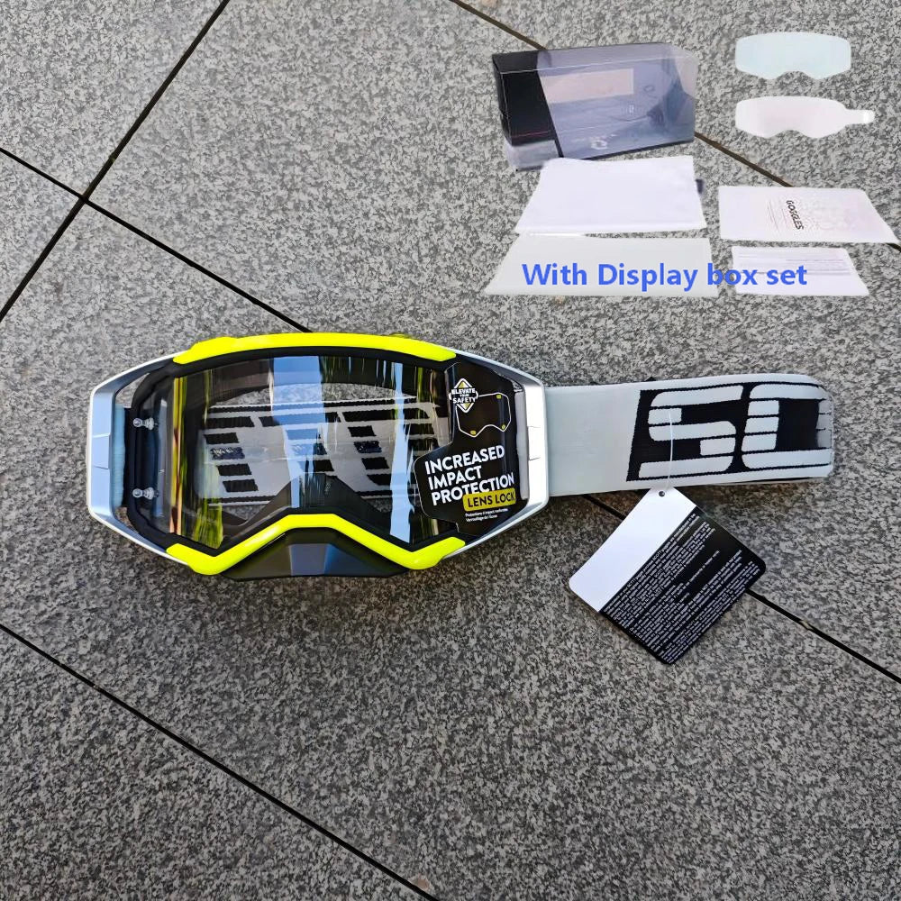 NEW American Motocross Motorcycle Top Quality Professional Goggles Halley Riding Eyewear Windproof Sports Glasses with Display Box Set