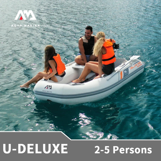 NEW!!!! DELUXE Speedboat 3-5 Persons Family Inflatable U-Shape Rowboat Lightweight PVC Yacht With Paddle Fishing Boat