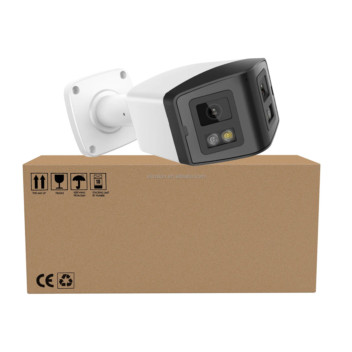 NEW Arrivals H.265 HIK Compatible 4MP 8MP HD 180 Degree Panoramic Dual Lens Color VU IP PoE Security Camera Full Metal Outdoor Night Vision Bullet Camera Home Security Supplies