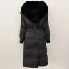 Customer Most Loved 5 Colors S-2XL Women Winter Warm Top Quality Puffer Long Coat Down Padding Snow Outerwear Jacket With Natural Fox  Fur Collar Ladies Winter Apparel Supplies