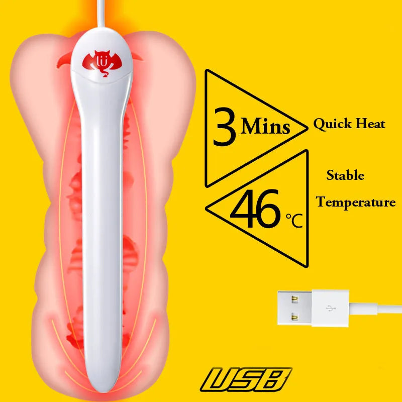 Male Masturbator USB Heater Rapid Heating 46 Degrees Sex Toys For Men 14cm Smart Thermostats Vagina Warmer Adult Abs Anal BDSM