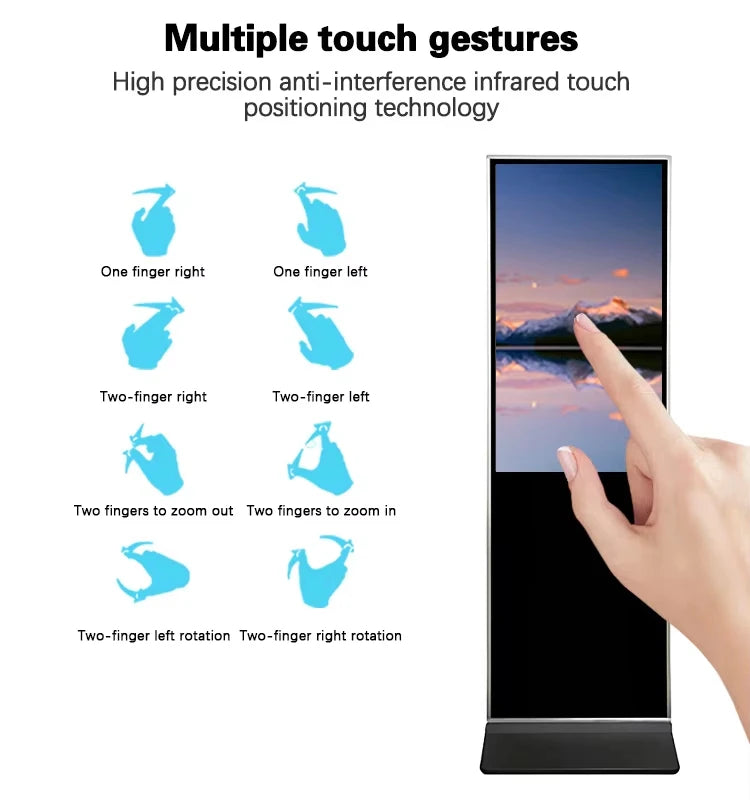 HOT SALE 32* Inch Indoor Floor Stand Digital Signage LCD Advertising Kiosk Touch Screen Smart Display Board WI-FI OEM System for Business Shop Mall Advertising Smart Android Screen System