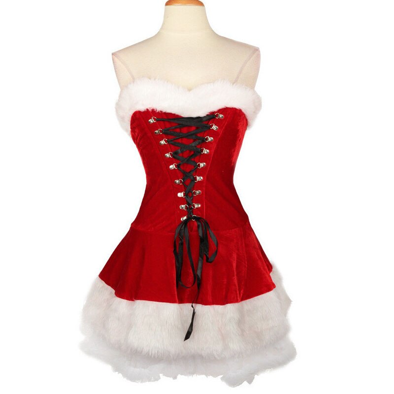 Women Christmas Costumes Suit Xmas Party Sexy Red Velvet Dress Cosplay Santa Claus Costume Outfit S-XL