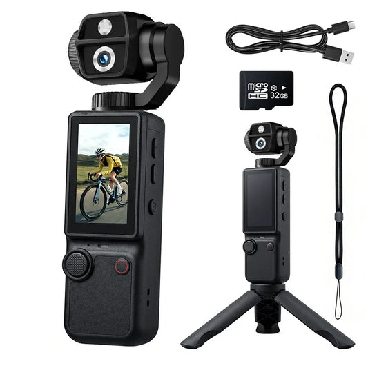 Outdoor Sports Cross-Border Q9 Handheld Outdoor Sports Camera 4K HD Auto Focus 1.9" Screen 180 Rotatable Lens TF Card Conference Camera