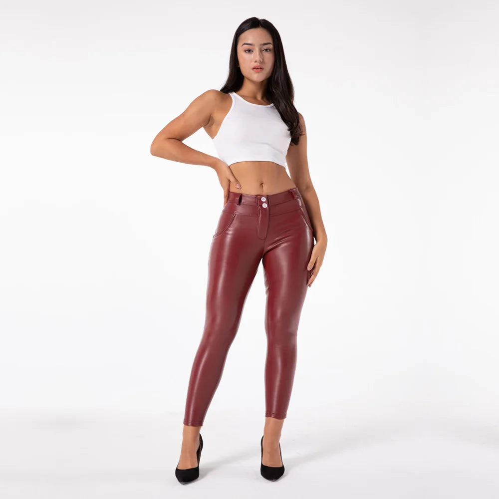 Low-Price Sales are Limited S-3XL Plus Size Women Female Compression Leggings Night Clubwear Streetwear Evening Party Trouser Red Leather Pants Sexy PU Leather  Trousers Workout Tights Girls Ladies Luxury Fashion Clothing Sup