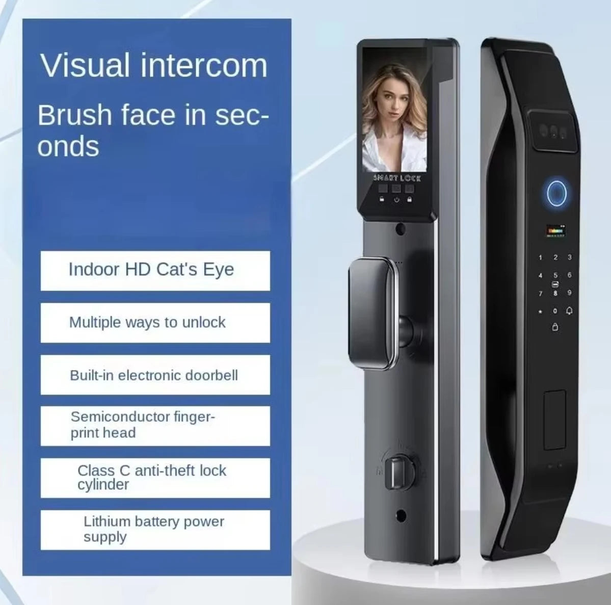 BEST PRICE Villa Home Business Office TUYA APP Brass Door Lock Intelligent Digital Fingerprint Face Recognition Security Electronic Smart Lock with Cloud Storage Wi-Fi Security Accessories Safety Supplies