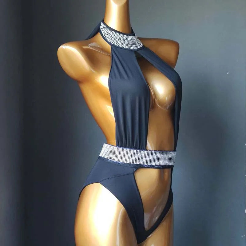 NEW Arrivals Women 4 Colors Luxurious Rhinestone Diamond Swimwear Sexy Ladies  Bling Stones Swimsuit Push Up Hot Selling Girls Ladies Sexy Beachwear