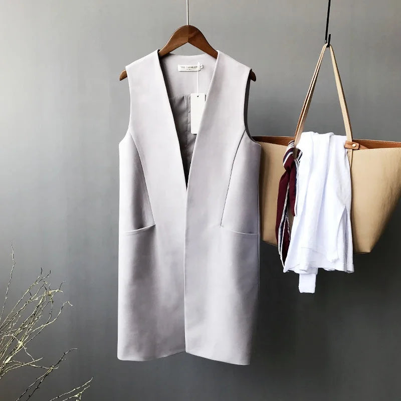 NEW Arrivals Simple Slimming Vest Women's Spring Summer New Style Fashionable and Mid Length Suit Vest Women Casual Clothing Supplies