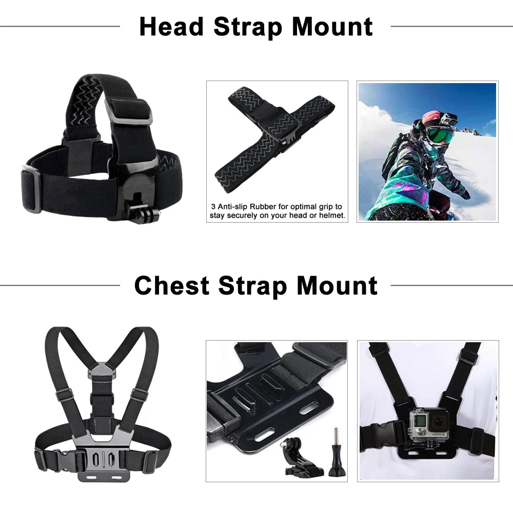 Full Set for Xiaomi GO-PRO SJ Camera Accessories Set for Go Pro Hero 13 12 11 10 9 8 7 6 5 4 Black Mount for DJI Insta360 for Sjcam Action Camera