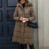 NEW Arrivals S-2XL 3 Colors Women Long Cotton Padded Windbreaker Coat Trendy Big Faux Fur Hood Drawstring Waist Thick Warm Winter Outerwear Jackets Women Clothing Supplies