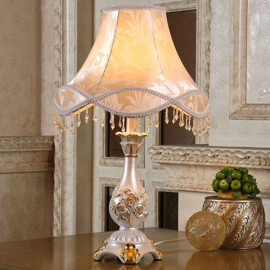French West Bank Golden Rose Luxury  Lampshade Desk Lamp European Retro Living Room Hotel Bedroom Study Bedside Fashion Decoration Table Light Home Art Lighting Supplies