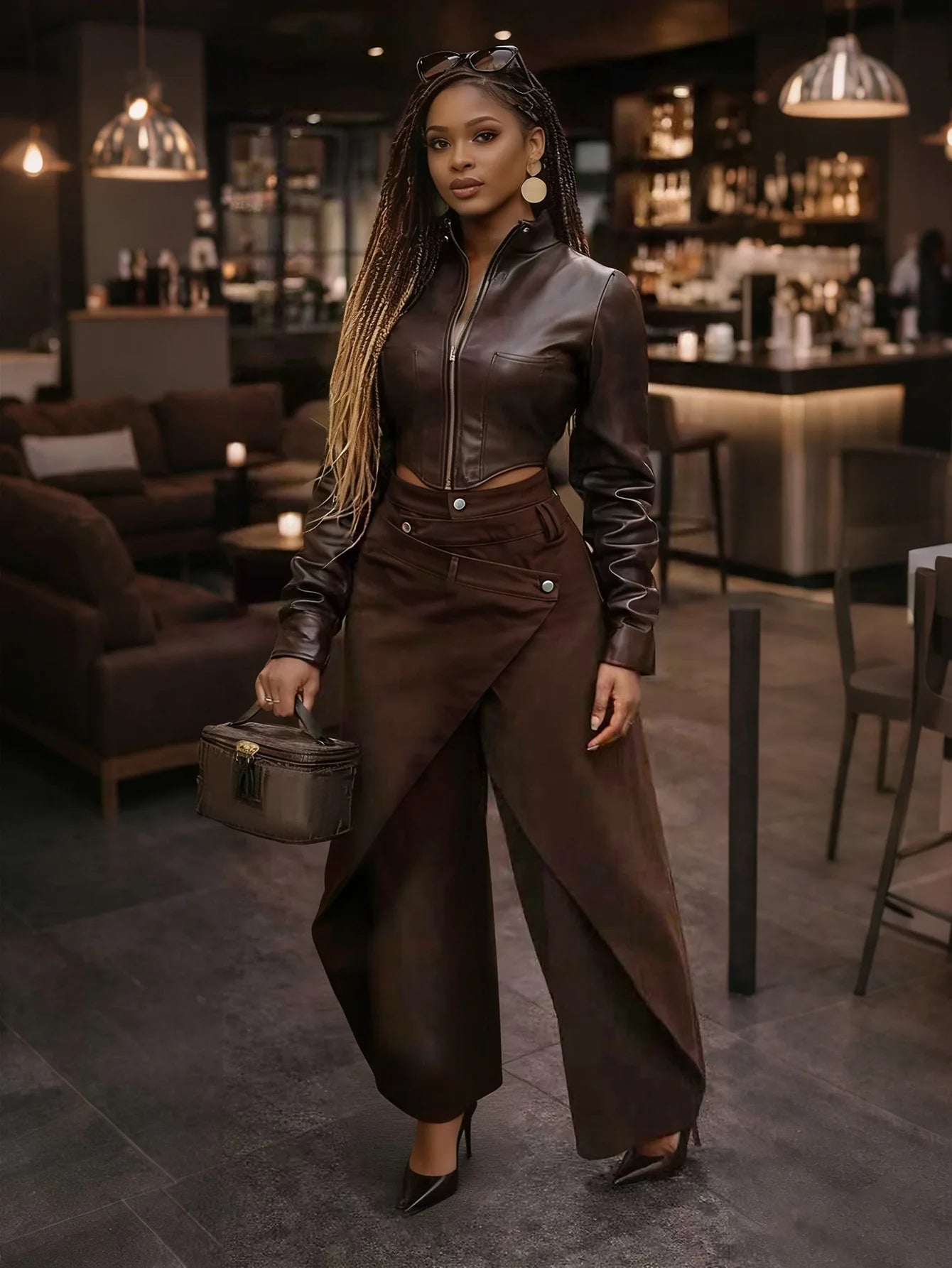S-2XL  Retro Hot Girl Irregular Wide-Leg Pants High-Waisted Cross Metal Buckle Loose Streetwear Quick Dry Drapey Long Women Casual Clothing Supplies.