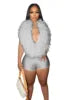 NEW Arrivals S-2XL  Summer European American Fashionable Casual Women's Elegant Fur-Trimmed Deep V-Neck Halter Neck Sexy Chic Streetwear Night Clubwear Evening Party Jumpsuit Girls Casual Clothing Supplies