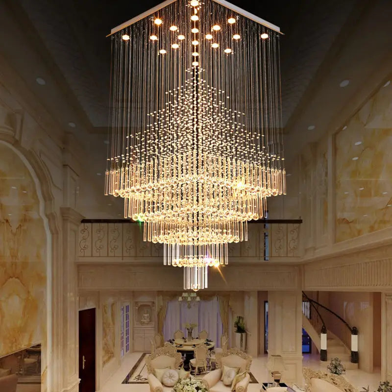 HOT SALE (Few Units Left) Villa Home Living Room Staircase Hotels Lobby Art Decoration Large Contemporary Gold White LED Luxury Chandelier for Hotels Luxury K9 Crystal Hanging Ceiling Lighting Fixture Pendant Lights