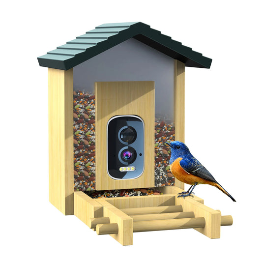 Home Garden Tree Mounted Eco-Friendly Solar Powered Smart Bird Feeder Camera 2K QHD IP66 Waterproof 11000+ Species AI Identification Fast Trail Game CMOS