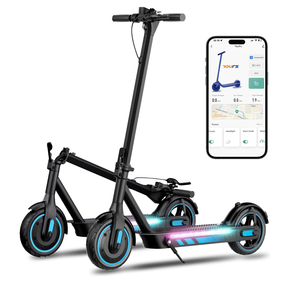 BEST PRICE Two Wheel Off-Road Electric Scooter with Remote Control  15AH V10 PRO Digital Display Screen  Powerful Motor Electric Scooter Adults 10 Inch E Scooter