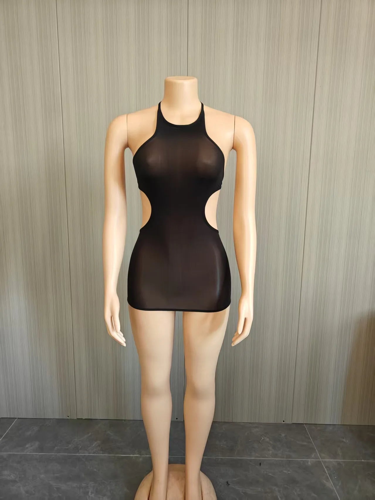 5 Colors Sexy Hot See Through Women's Sexy Ultra-Stretch High-Gloss Body Vest Skirt Evening Party Nightclub Sheer Sleeveless Top Mini Skirt Dress Women Sexy Clothing Supplies