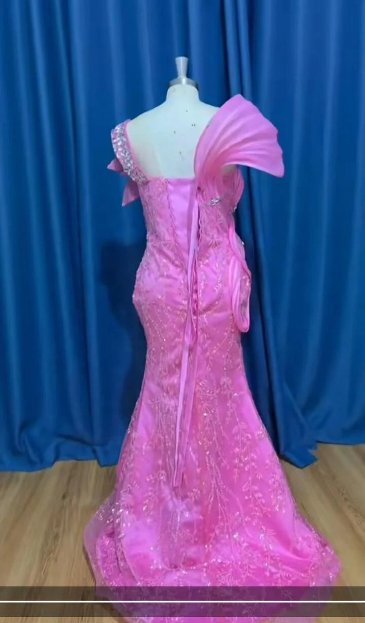 Boutique Gala HOT SALE Luxury Wedding Dress S-3XL Pink/Ivory Color Crystal Beaded Mermaid Gown ASO EBI Evening Party Prom Wear Sparkling Evening Dress Red Carpet Celebrities Gowns Ladies Luxury Apparel Supplies
