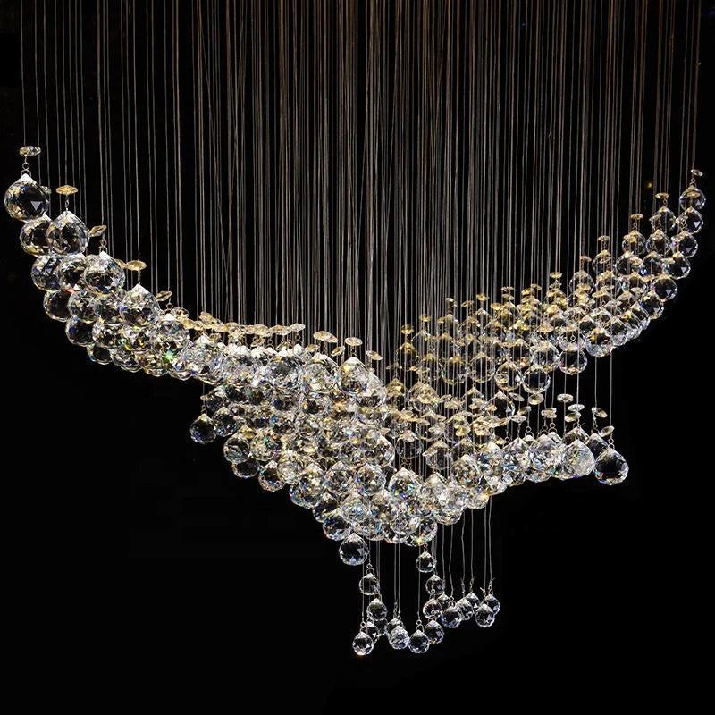 HOT SALE Home Villa Living Room Staircase Luxury Eagle Tassel K9 Crystal Chandelier  for Hotel Villa Simple Banquet Hall Pendant Lamps Art Decoration Lights Led Lamps Home Lighting Supplies
