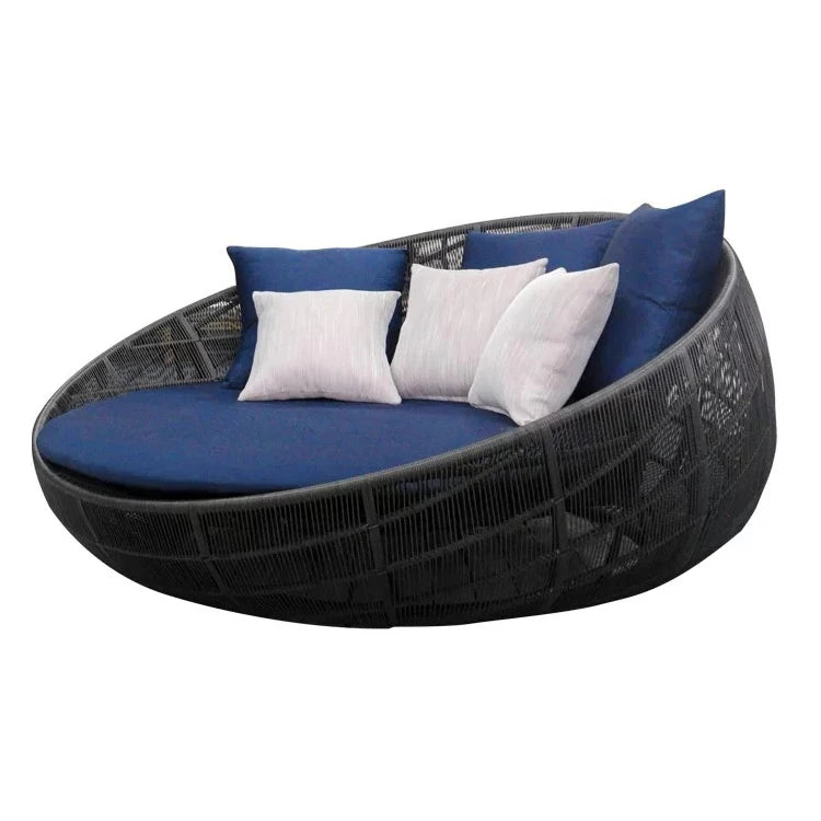 HOT SALE Only Few Units Left Latest Craze Outdoor Villa Swimming Pool Home Garden Luxury Rattan Large Wicker UV Resistant Outdoor Furniture Set Round Sofa Bed for Hotel Sun Sofa Lounger