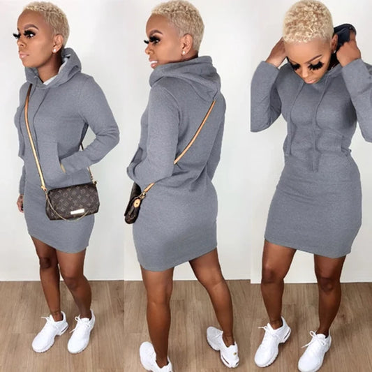 8 Colors S-2XL European and American Autumn Winter Warm Women Fleece Suit Hoodie Jogger Casual Hooded Dress Women Winter Warm Outerwear Casual Streetwear Clothing Supplies