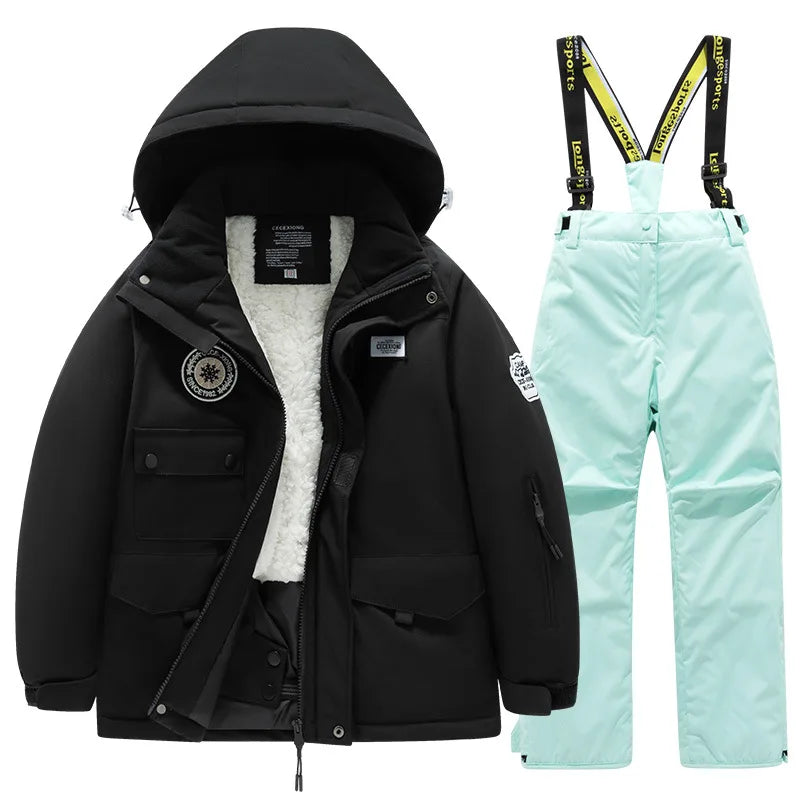BEST PRICE 2 PCS Set Children's Girls Boys Top Quality Waterproof Ski Jacket + Pants Kids Snowboard Suit Snow Wear Ski Clothes for Kids Ski Suit Ski Clothing
