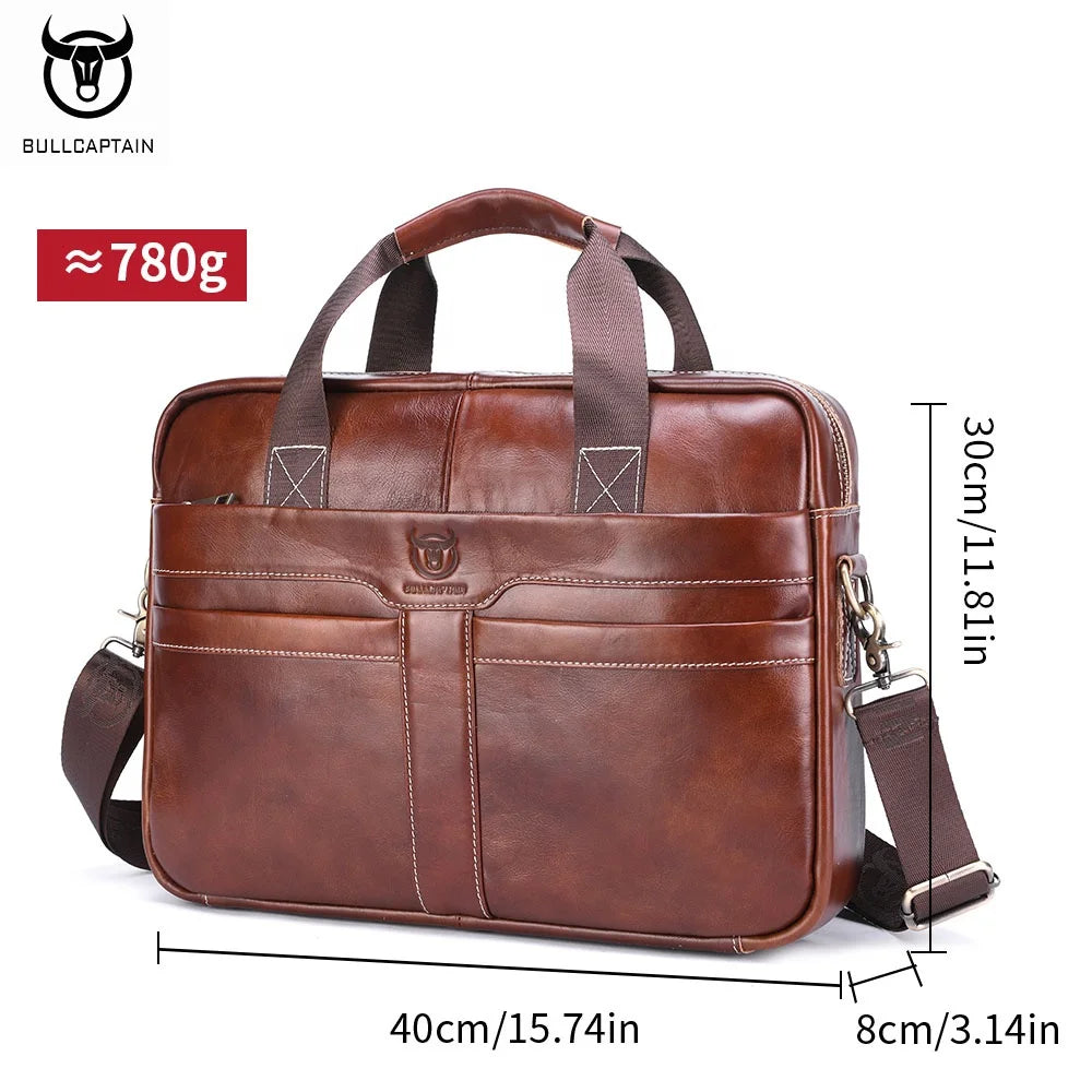 Black/Brown Color Men's Real Leather Briefcase, Large Capacity Multifunctional Shoulder Handbag, Top Quality Professional Business Layer Office Cowhide Business Laptop Bag