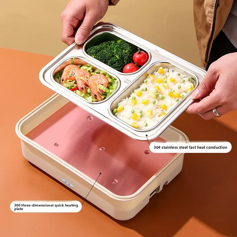 Outdoor Travel Camping Beach Office Students Electric Heating Lunch Dinner Box 304 Stainless Steel Inner Liner - Constant Temperature Lunch Box for Portable Food Heating Storage
