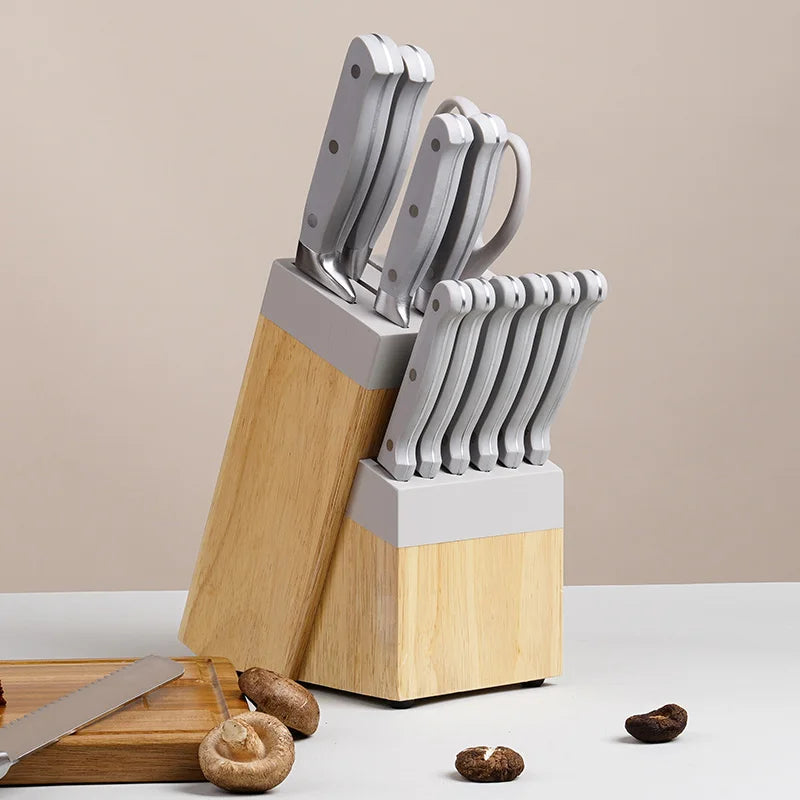 Stellar New 13 PCS Set Kitchen Knife Set Stainless Steel Blade & ABS Handle, Chef Knife, Steak Knife and Sande Knife Home Tableware Accessories Cooking Tools Set