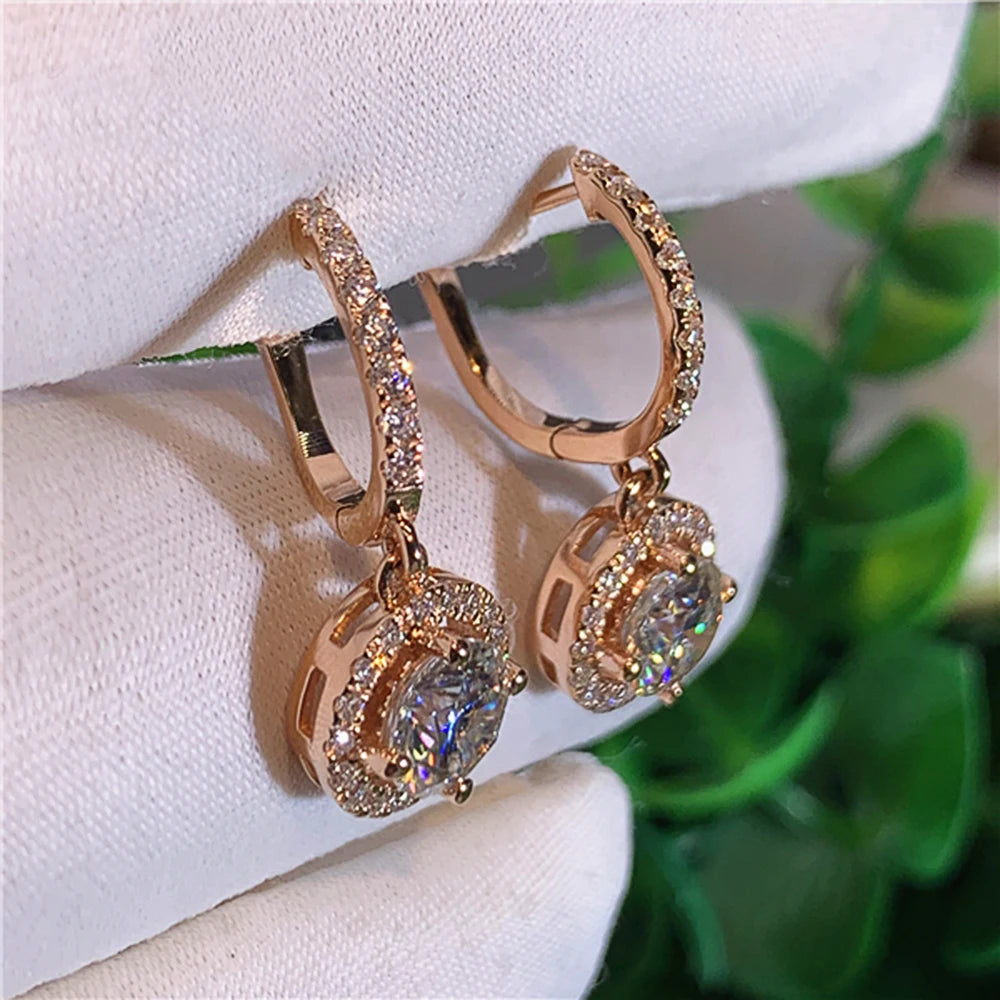 Versatile Classic Design Round Dangle Earrings For Women Dazzling Crystal CZ Engagement Wedding Jewelry Statement Earring