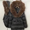 BEST PRICE 15 Colors European High End Winter Hoodie Warm Midi Length Large Real Natural Silver Red Fox Fur Thick Bubble Coats Down Coat Snow Outerwear Parkas Jackets Women Winter Apparel Supplies