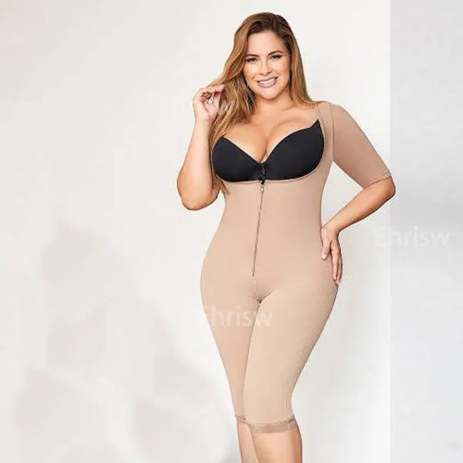 S-3XL Girdle Women Full Bodysuit Shapewear Butt Lift Post Surgery Compression Garment Firm Control Body Shaper With Sleeves Fajas Shapewear