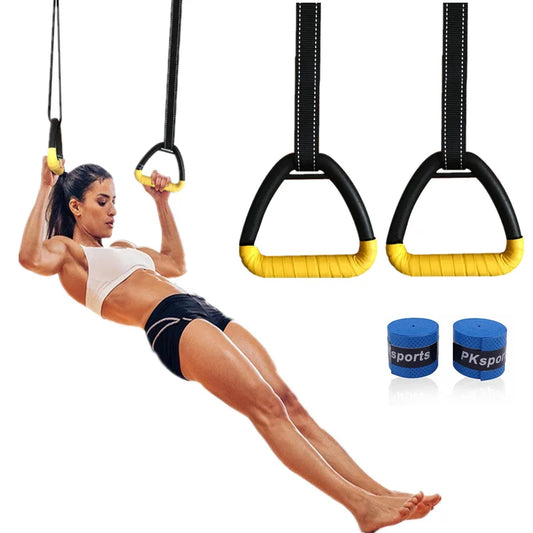 Women Men  Home Gym Fitness Gymnastics Rings with Adjustable Straps for Adult Full Body Strength Training Pull Ups Fitness Exercise Crossfit Workout