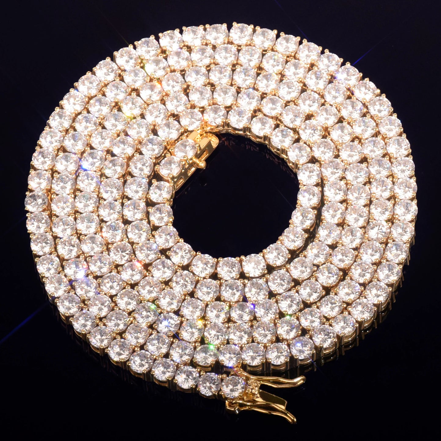 Luxury Gold Color Chain 4mm 5mm 6mm One Row Zircon Necklace Link For Men Women Hip Hop Jewelry Accessories