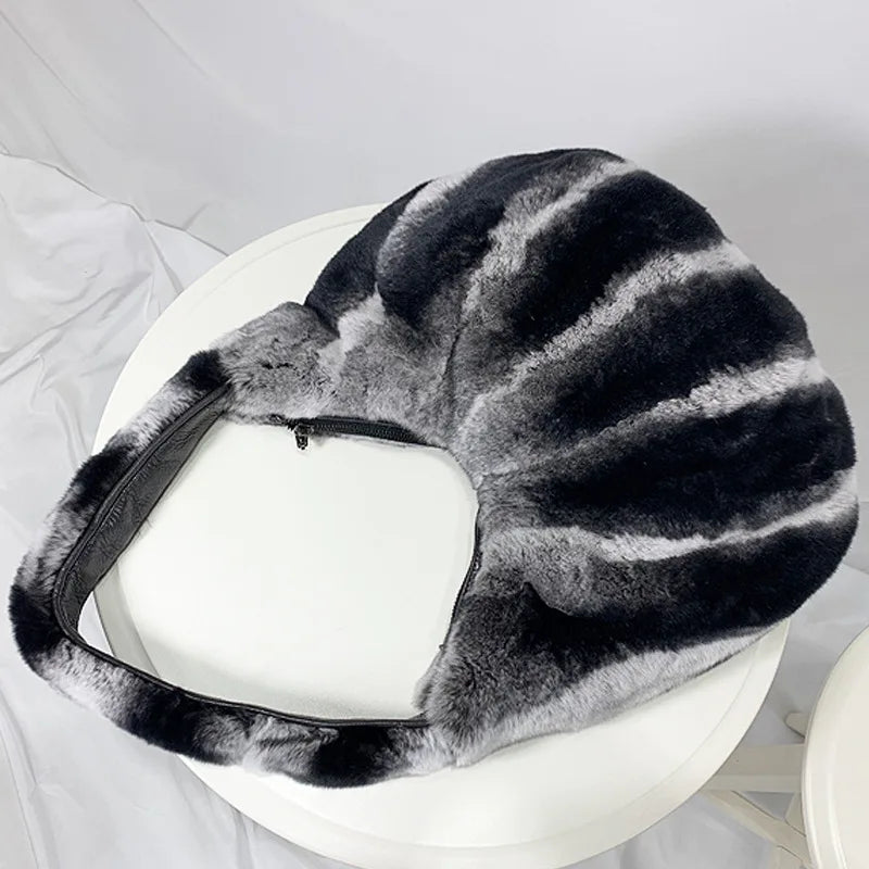 BEST PRICE Women's Luxury Authentic Chinchilla Color Real Rex Rabbit Fur Clutch Purse Stylish Envelope Bag Handbag Fashionable Winter  Autumn Ladies Luxury Apparel Accessories
