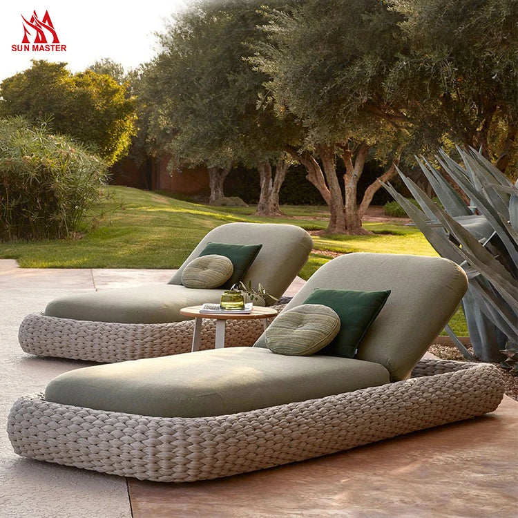 NEW Luxury Rattan Top Quality Modern Design Hotel Villa Resort Home Outdoor Swimming Pool Sun Lounger Aluminum Frame Sunbed Foldable Garden Lounge Chair Luxury Furniture Supplies