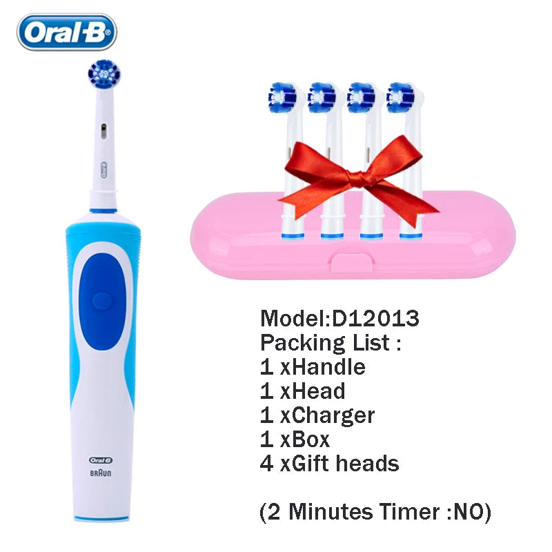 Original Oral-B Set Vitality 2D Electric Toothbrush Rechargeable Smart Teeth Whitening with Replacement Tooth Brush Heads Oral B Nozzles Women Men Oral Hygiene Accessories Personal Care Supplies