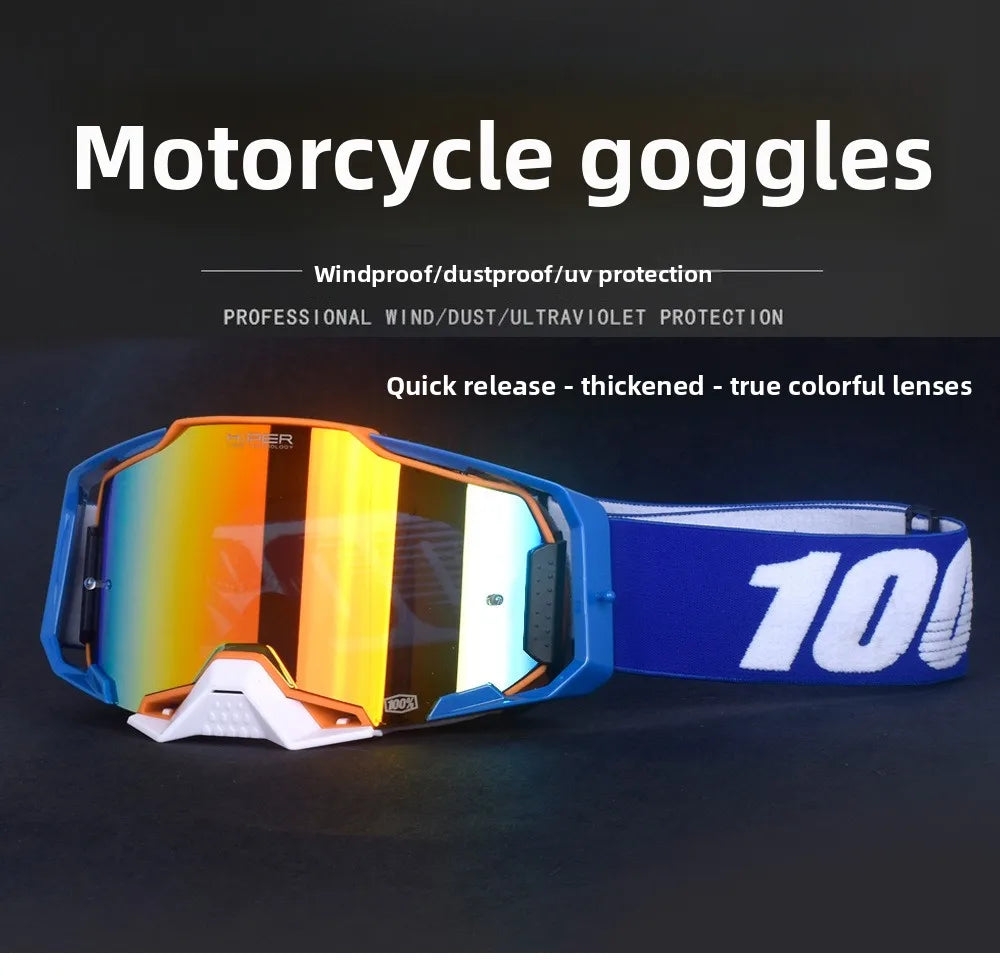 28 Colors New Upgrade Version Motocross Motorcycle Goggles Off-Road Quick Release Helmet Eyewear Can be Equipped with Myopia Glasses  Riding Skiing Glasses