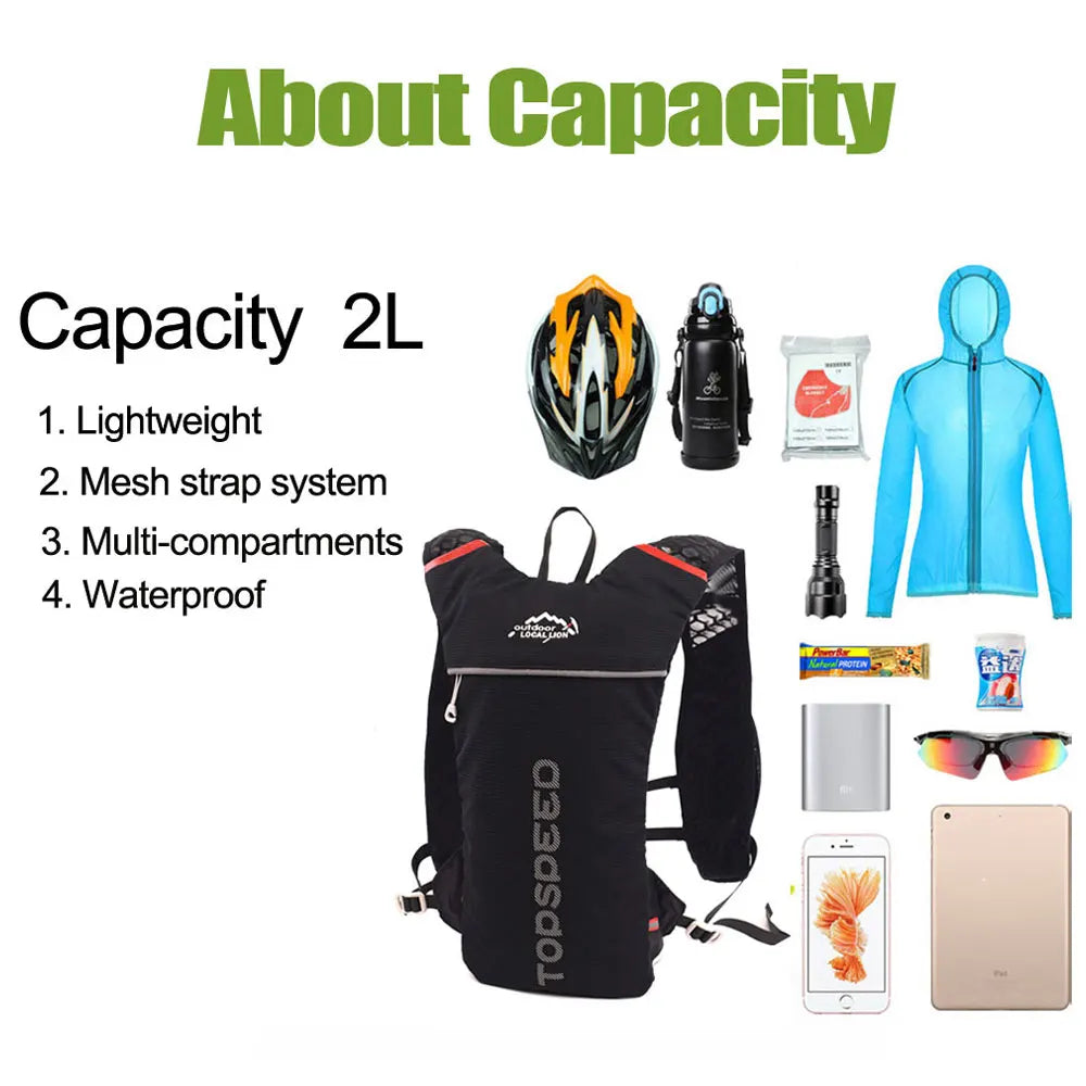 Cycling Backpack Breathable Sport Riding MTB Hydration Backpack Ultralight 2L Bike Bicycle Backpack option 2L Water Bag